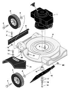 Mower Housing Assembly Diagram and Parts List for 20101A 1997 Briggs and Stratton Lawn Mower